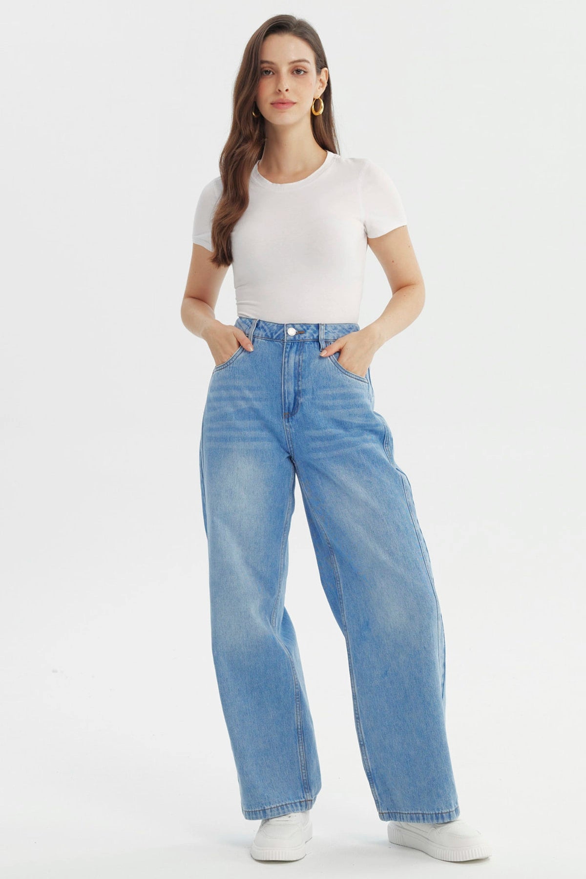 Jeans Mujer Calce Recto Azul Claro
