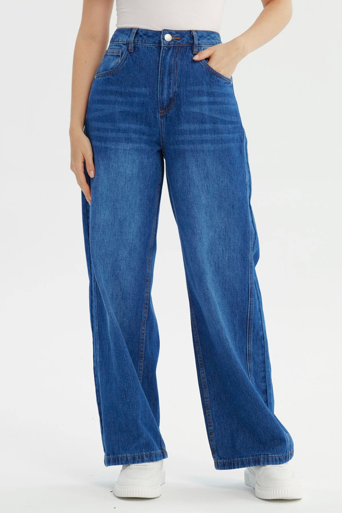 Jeans Mujer Calce Recto Azul