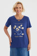 Polera Mujer Con Estampado Azul Oscuro