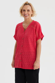 Polera Mujer Lisa Abotonada Fucsia