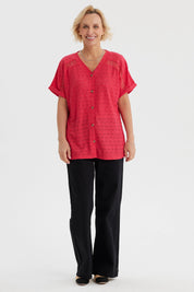 Polera Mujer Lisa Abotonada Fucsia