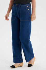 Jeans Mujer Clásico Calce Recto Azul