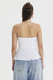 Polera Mujer Strapless Abertura Lateral Blanco