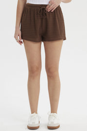 Short Mujer Pretina Cordón Ancho Café