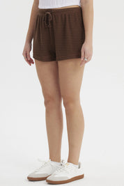 Short Mujer Pretina Cordón Ancho Café