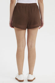 Short Mujer Pretina Cordón Ancho Café