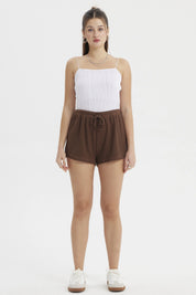 Short Mujer Pretina Cordón Ancho Café