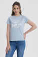 Polera Mujer Básica Print Celeste