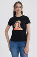 Polera Mujer Básica Print Negro / Rojo