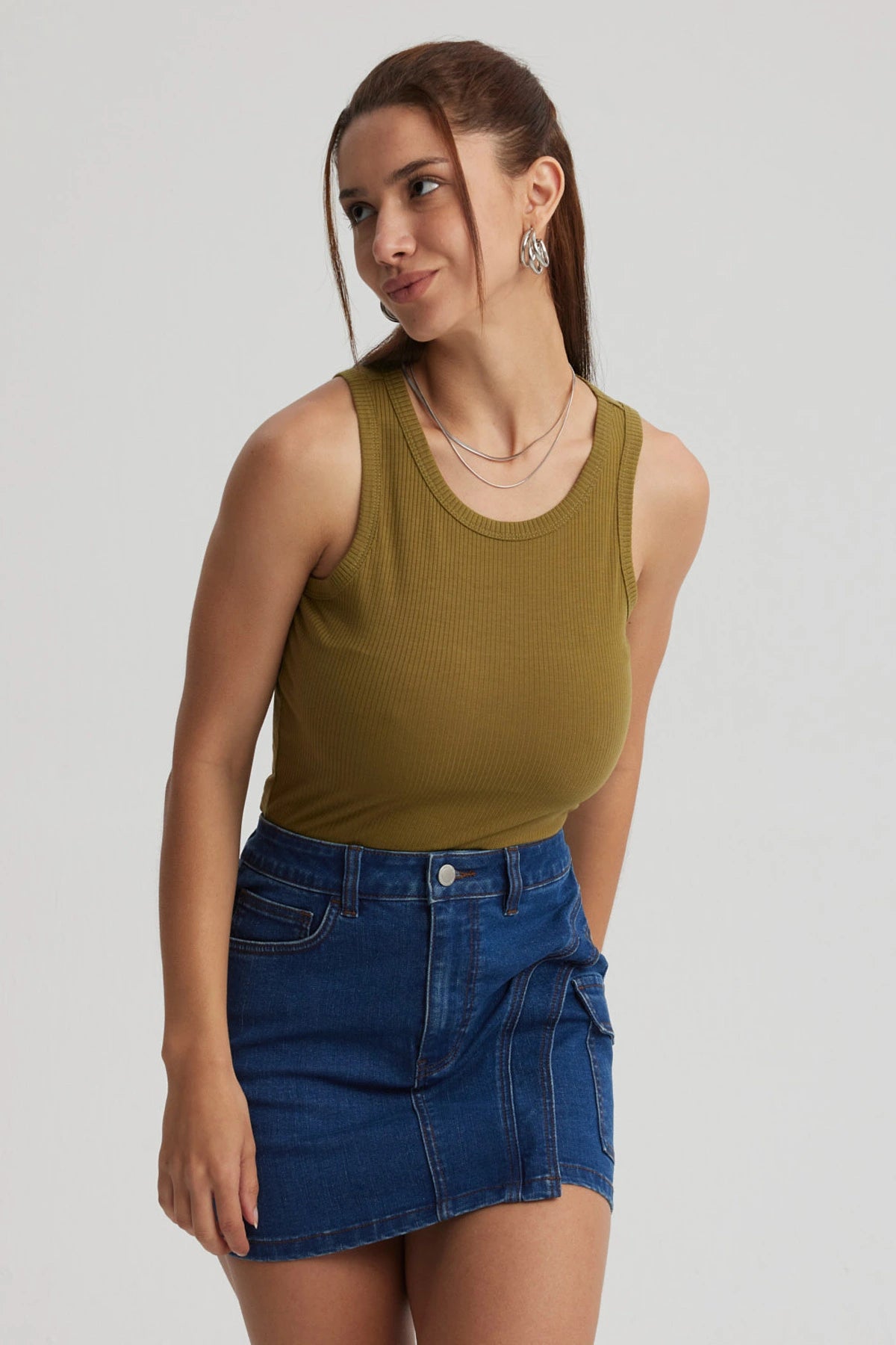 Polera Mujer Sudadera Verde Olivo