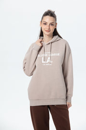 Polerón Mujer Oversize Print Beige