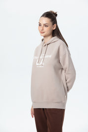 Polerón Mujer Oversize Print Beige