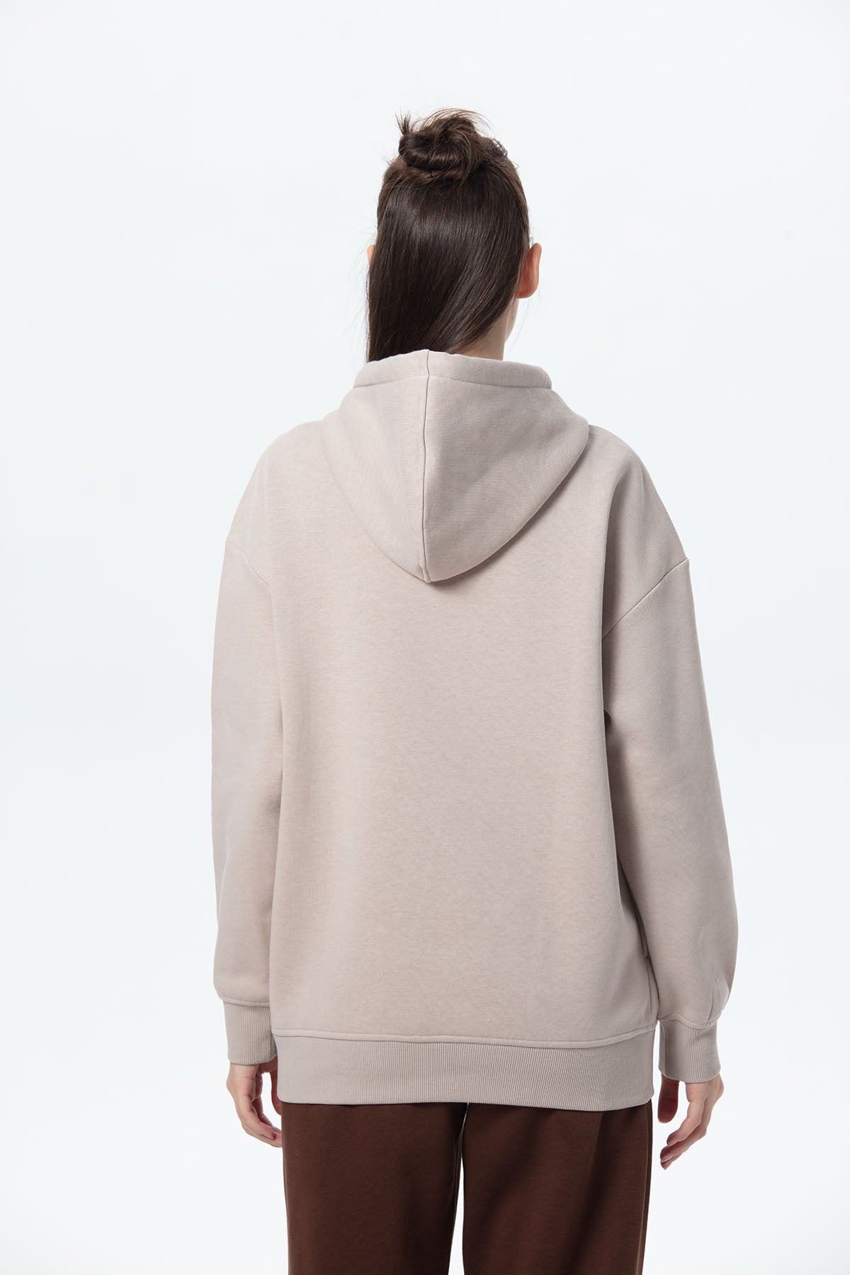 Polerón Mujer Oversize Print Beige