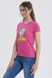 Polera Mujer Gráfica Roll Up Fucsia