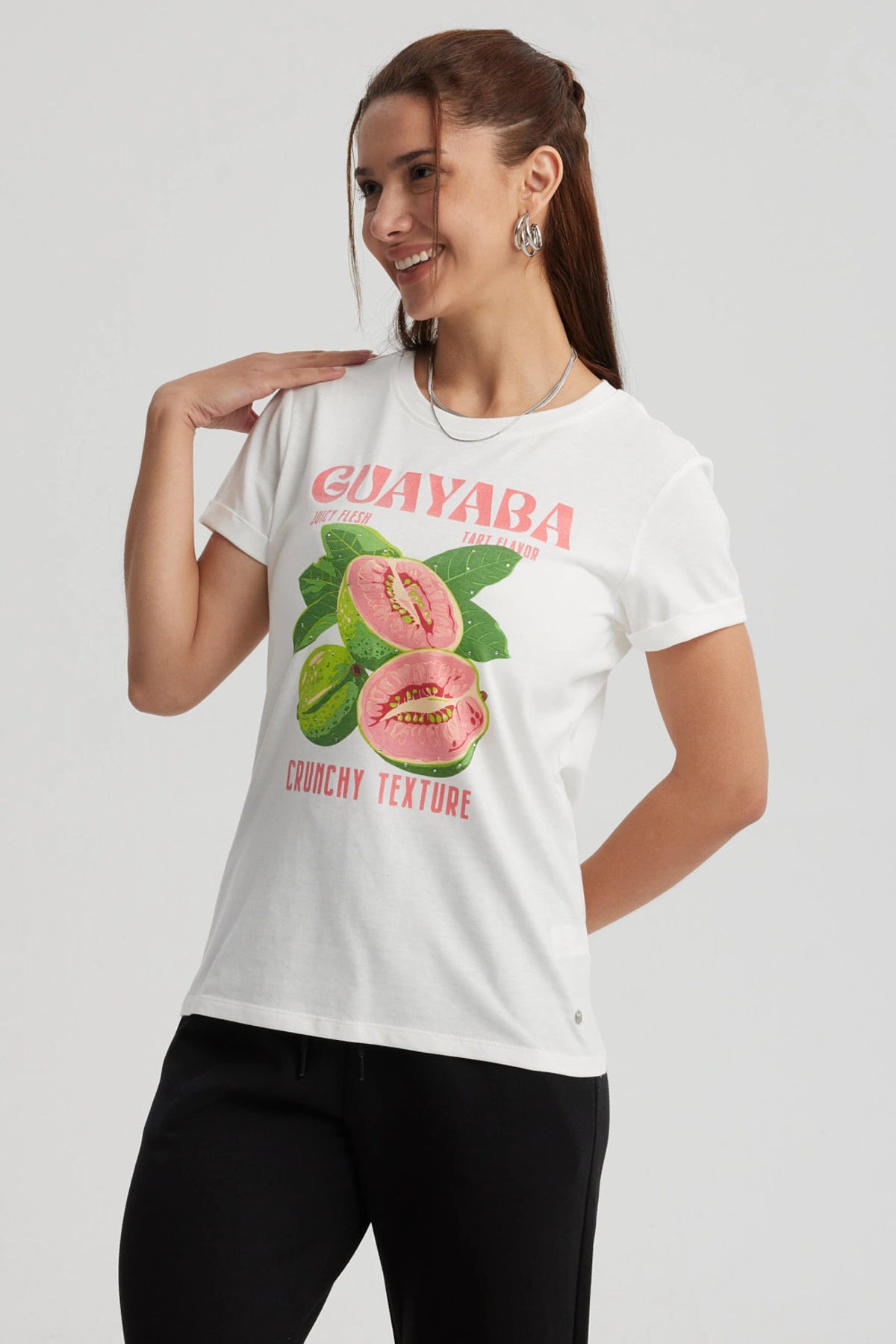 Polera Mujer Gráfica Roll Up Crudo / Rosado