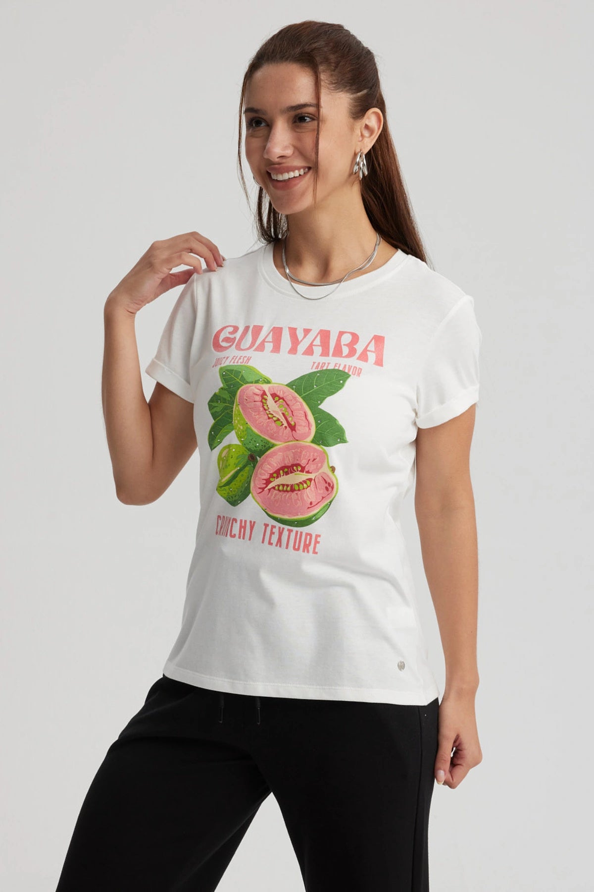 Polera Mujer Gráfica Roll Up Crudo / Rosado