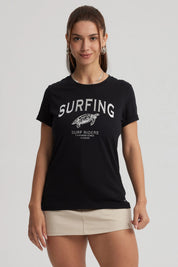 Polera Mujer Gráfica Roll Up Negro / Blanco