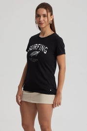 Polera Mujer Gráfica Roll Up Negro / Blanco