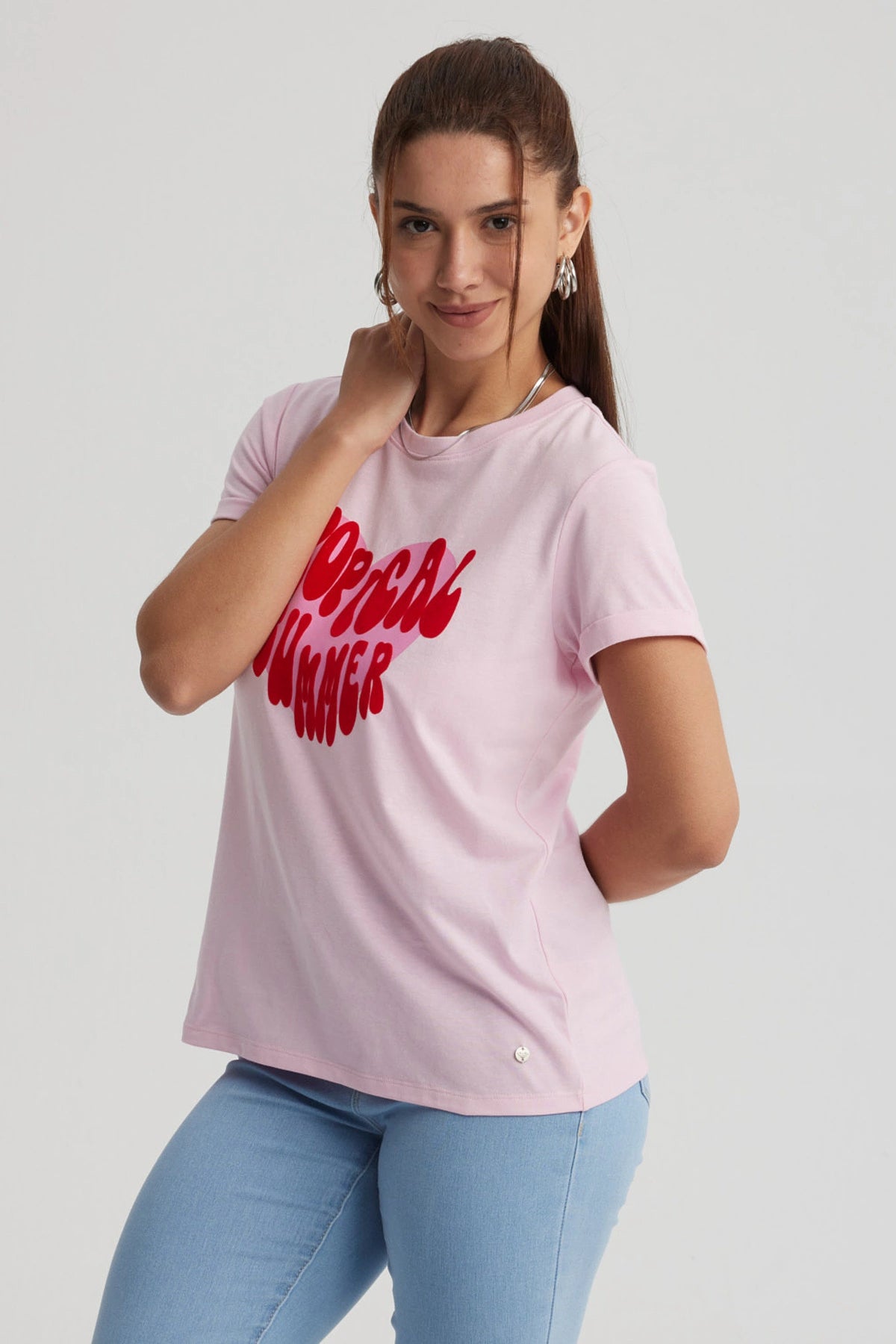 Polera Mujer Gráfica Roll Up Rosa