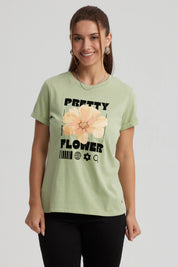 Polera Mujer Gráfica Roll Up Verde Claro