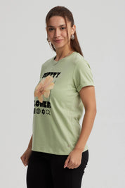 Polera Mujer Gráfica Roll Up Verde Claro