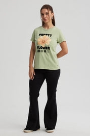 Polera Mujer Gráfica Roll Up Verde Claro