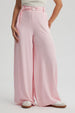 Pantalón Mujer Palazzo Cinturón Rosa