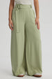 Pantalón Mujer Palazzo Cinturón Verde