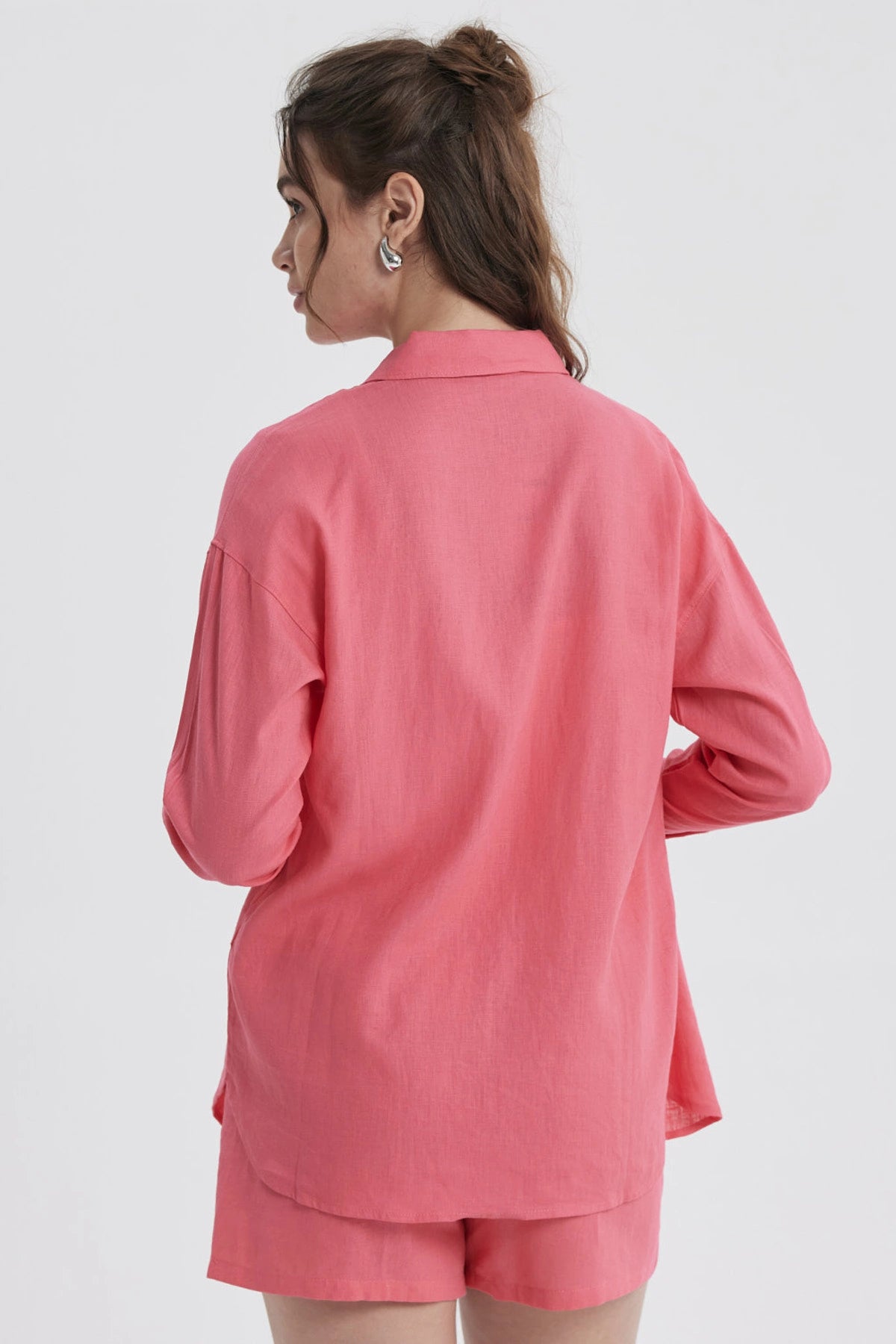 Blusa Mujer Lino Crop Rosado