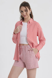 Blusa Mujer Lino Crop Rojo