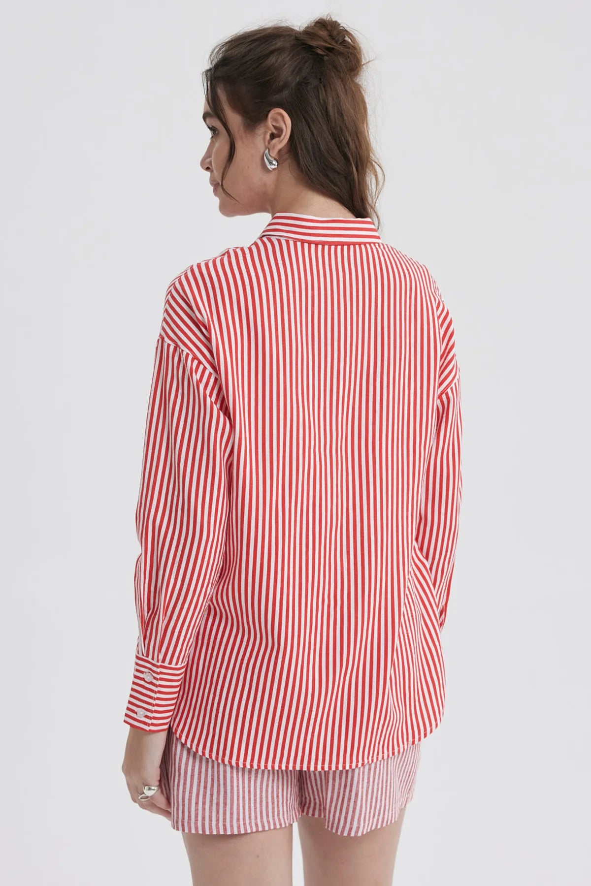Blusa Mujer Lino Crop Rojo
