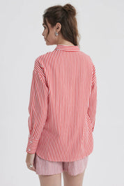 Blusa Mujer Lino Crop Rojo