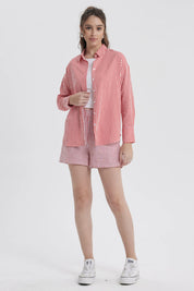 Blusa Mujer Lino Crop Rojo