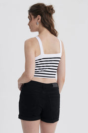 Polera Mujer Halter Cruzada Negro