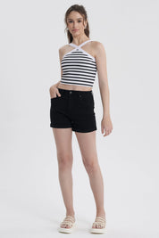 Polera Mujer Halter Cruzada Negro