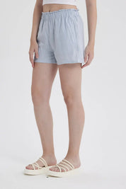 Short Mujer Lino Pretina Celeste