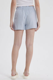 Short Mujer Lino Pretina Celeste