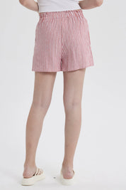 Short Mujer Lino Pretina Rojo