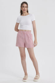Short Mujer Lino Pretina Rojo