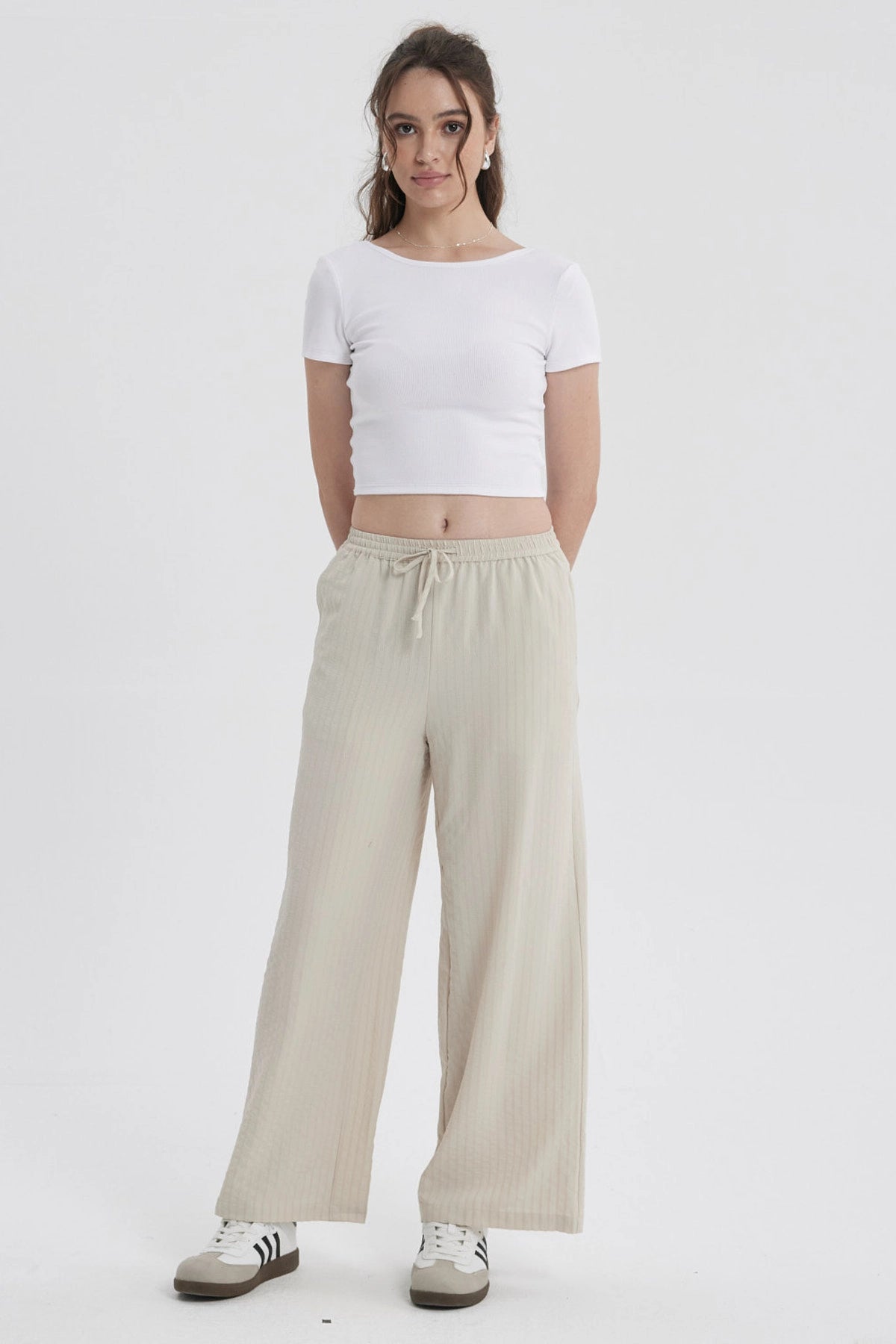 Pantalón Mujer Pretina Beige