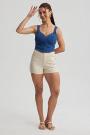 Short Mujer Gabardina Color Beige