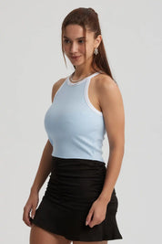 Polera Mujer Cuello Halter Celeste Claro