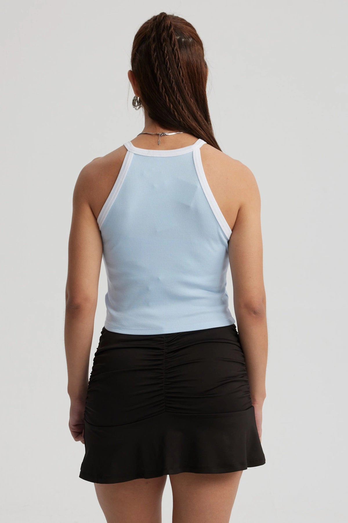 Polera Mujer Cuello Halter Celeste Claro