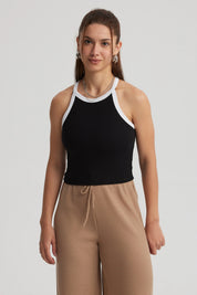 Polera Mujer Cuello Halter Negro