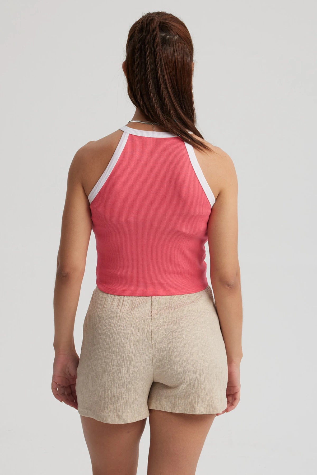 Polera Mujer Cuello Halter Rosado