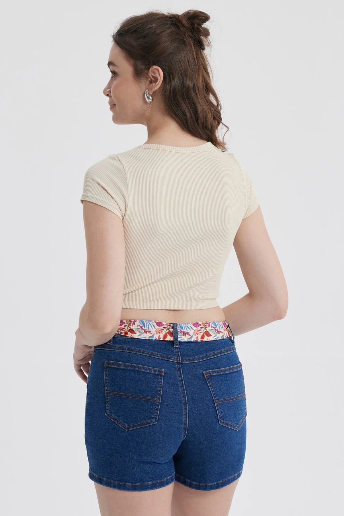 Polera Mujer Crop Sin Costura Gris Melange