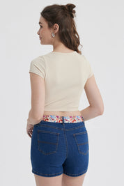 Polera Mujer Crop Sin Costura Gris Melange