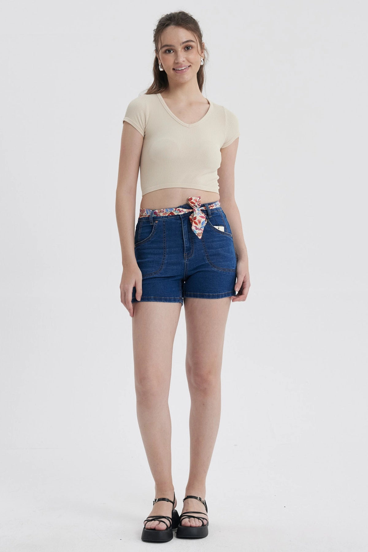 Polera Mujer Crop Sin Costura Gris Melange