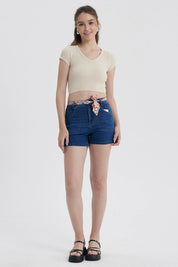 Polera Mujer Crop Sin Costura Gris Melange