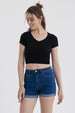 Polera Mujer Crop Sin Costura Negro